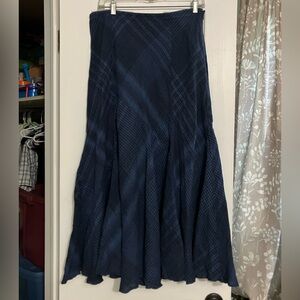 Vintage navy plaid trumpet Skirt